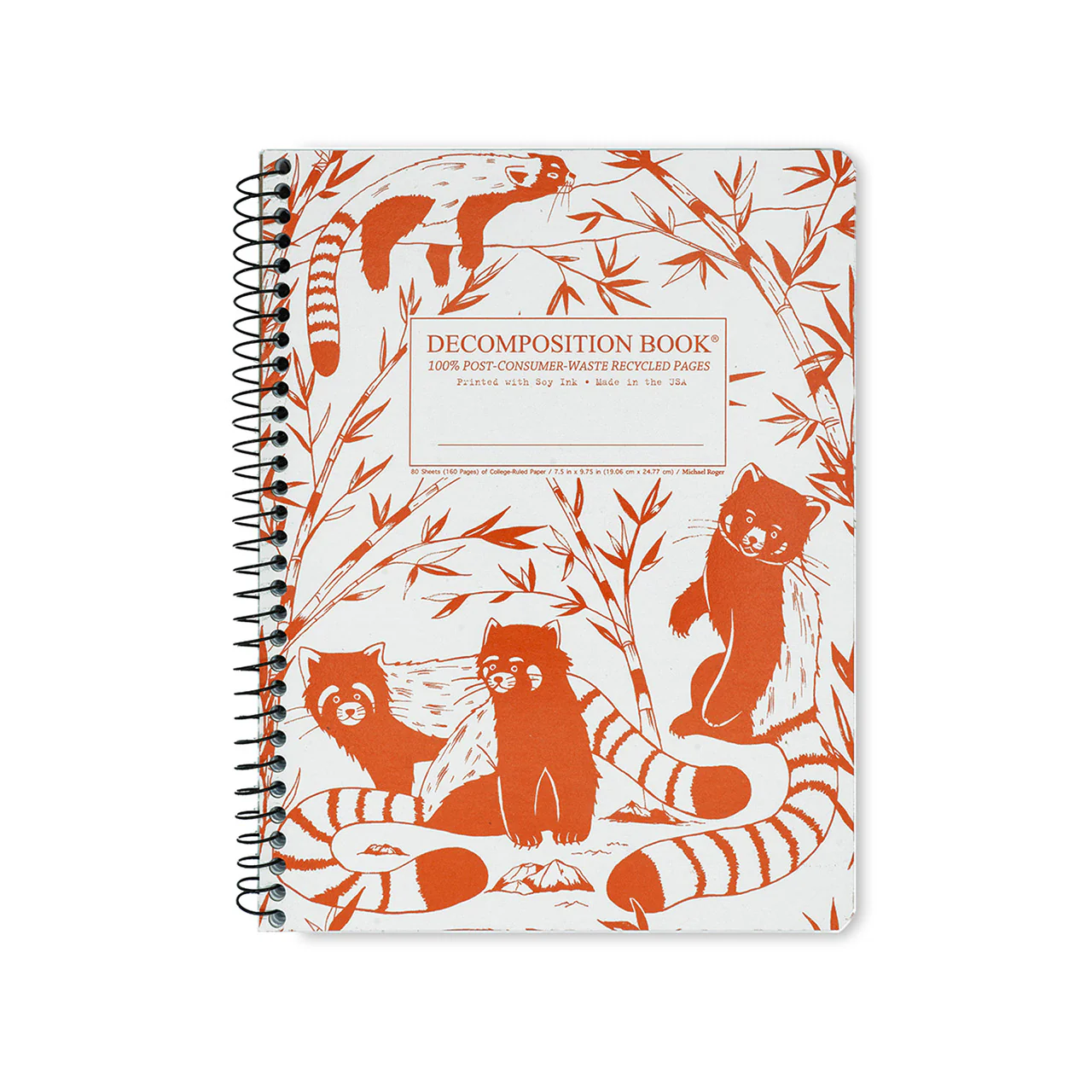Red Pandas Large Spiral Notebook