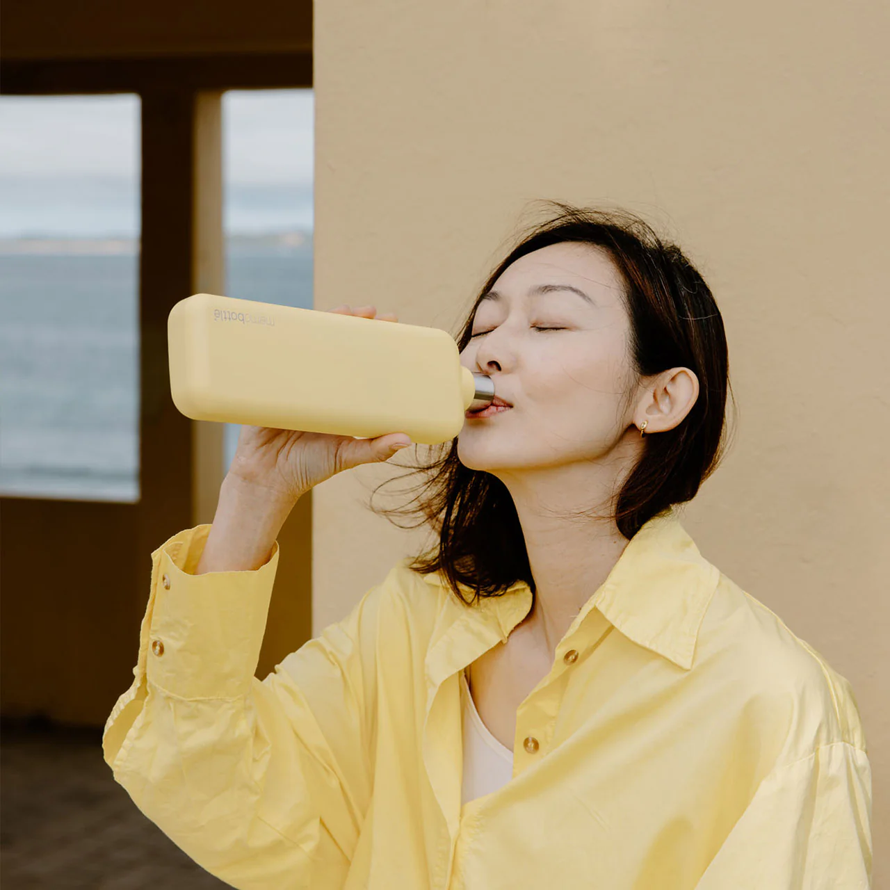 Slim Butter Yellow Stainless Steel Drink Bottle - Image 2