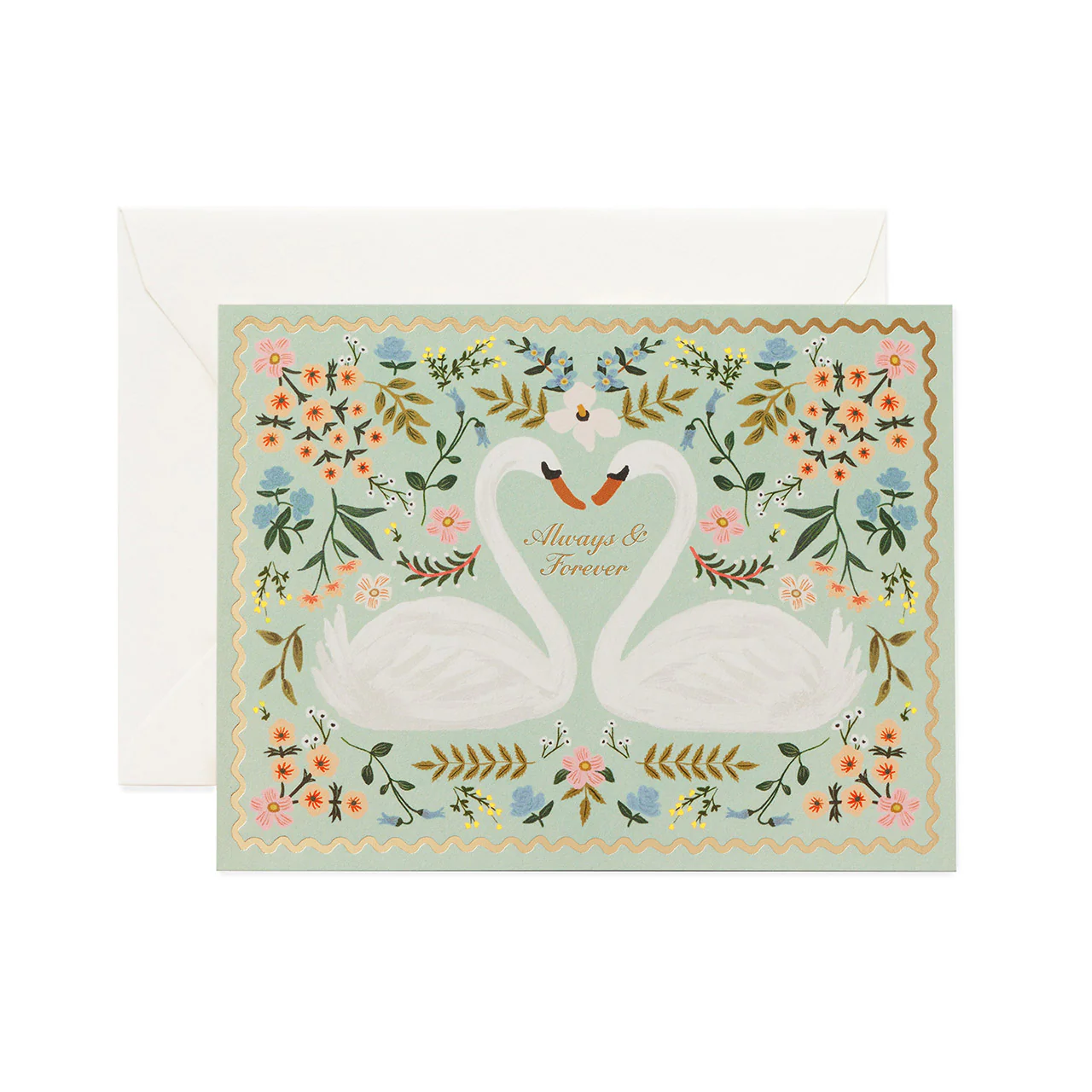 Always & Forever Swans Wedding Greeting Card
